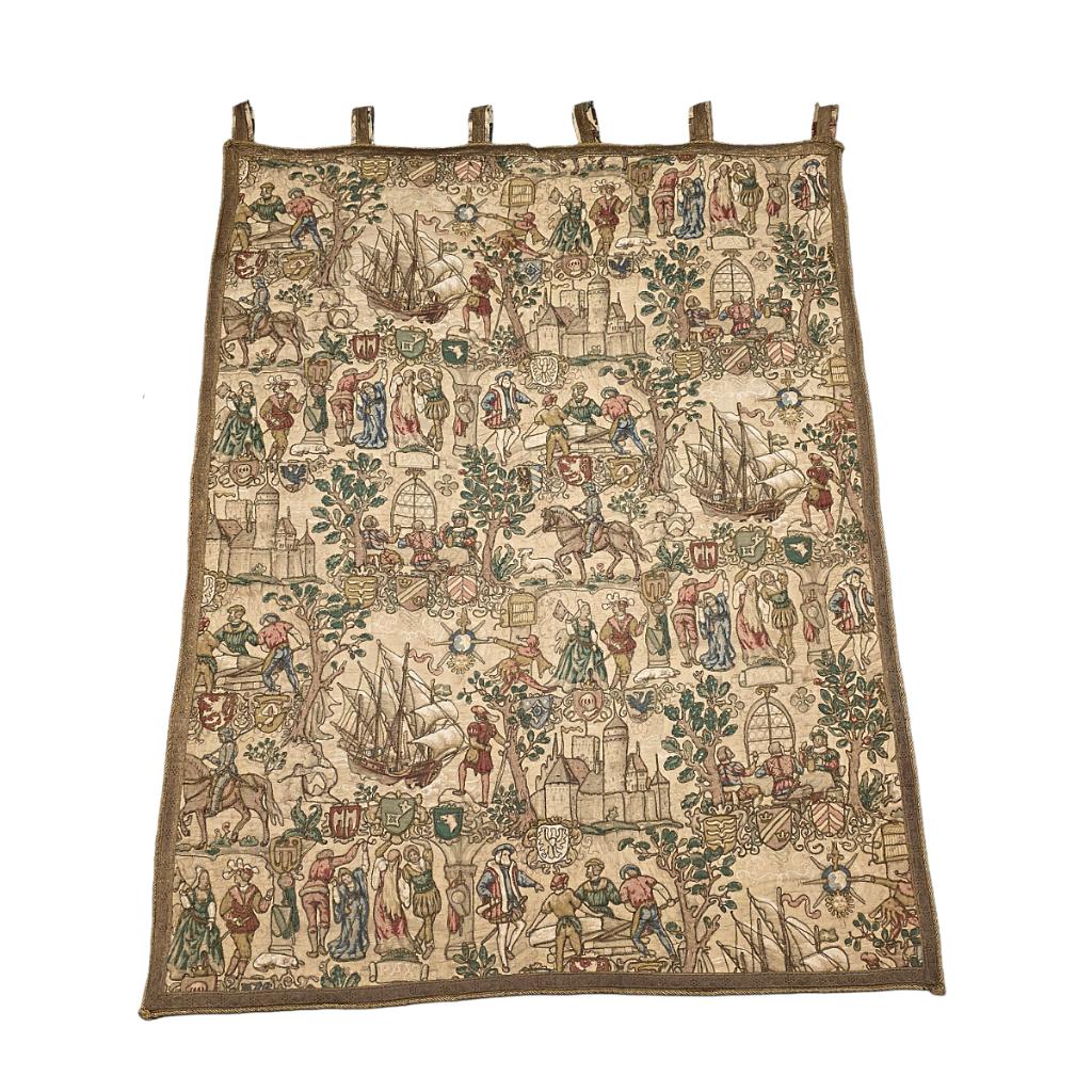 Vintage Rosel wandkleed met Middeleeuws decor, Gebruikt, 200 cm of meer, Rechthoekig, 50 tot 100 cm