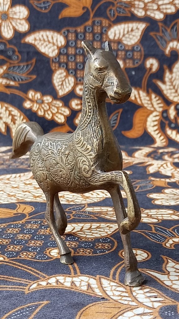 Mooi oud Oosters bewerkt koper beeldje van een paard 18 cm., Ophalen of Verzenden