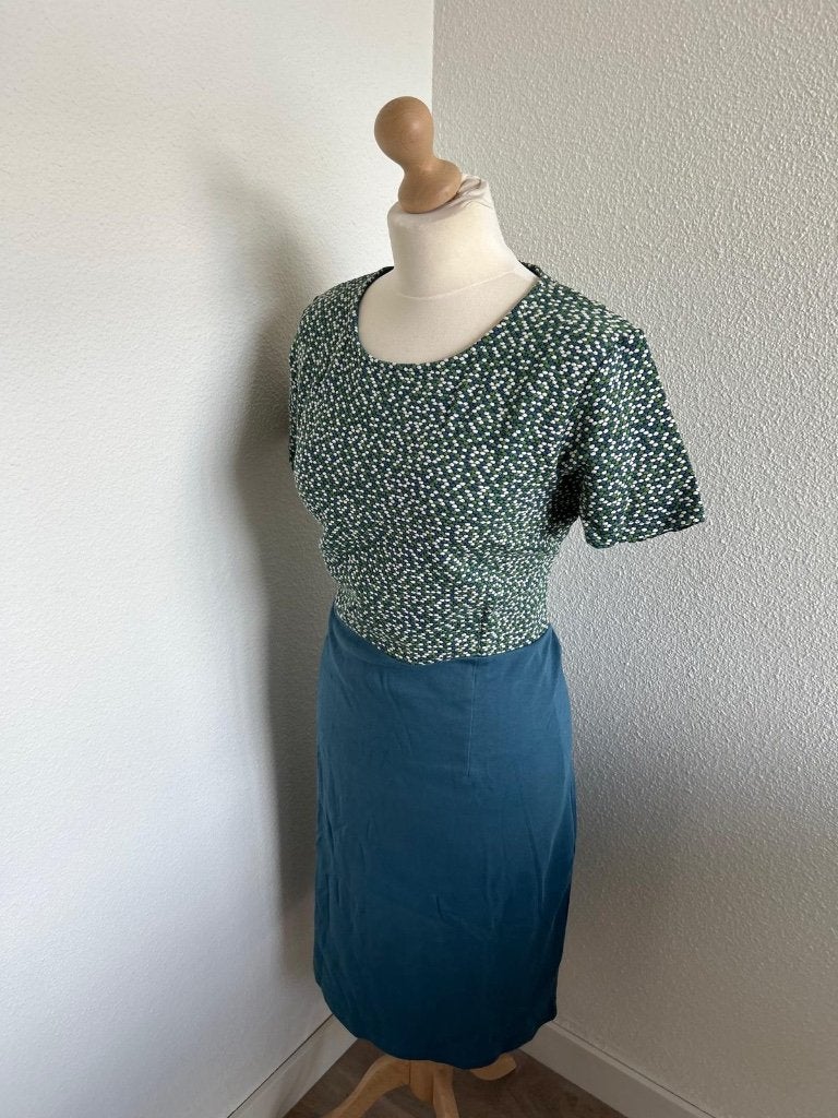 King Louie maat XL groen paars blauwe jurk 446, Blauw, Maat 46/48 (XL) of groter, Ophalen of Verzenden, Zo goed als nieuw