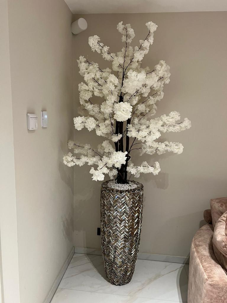 Luxe schelpenvazen met bloesem boom, Ophalen of Verzenden