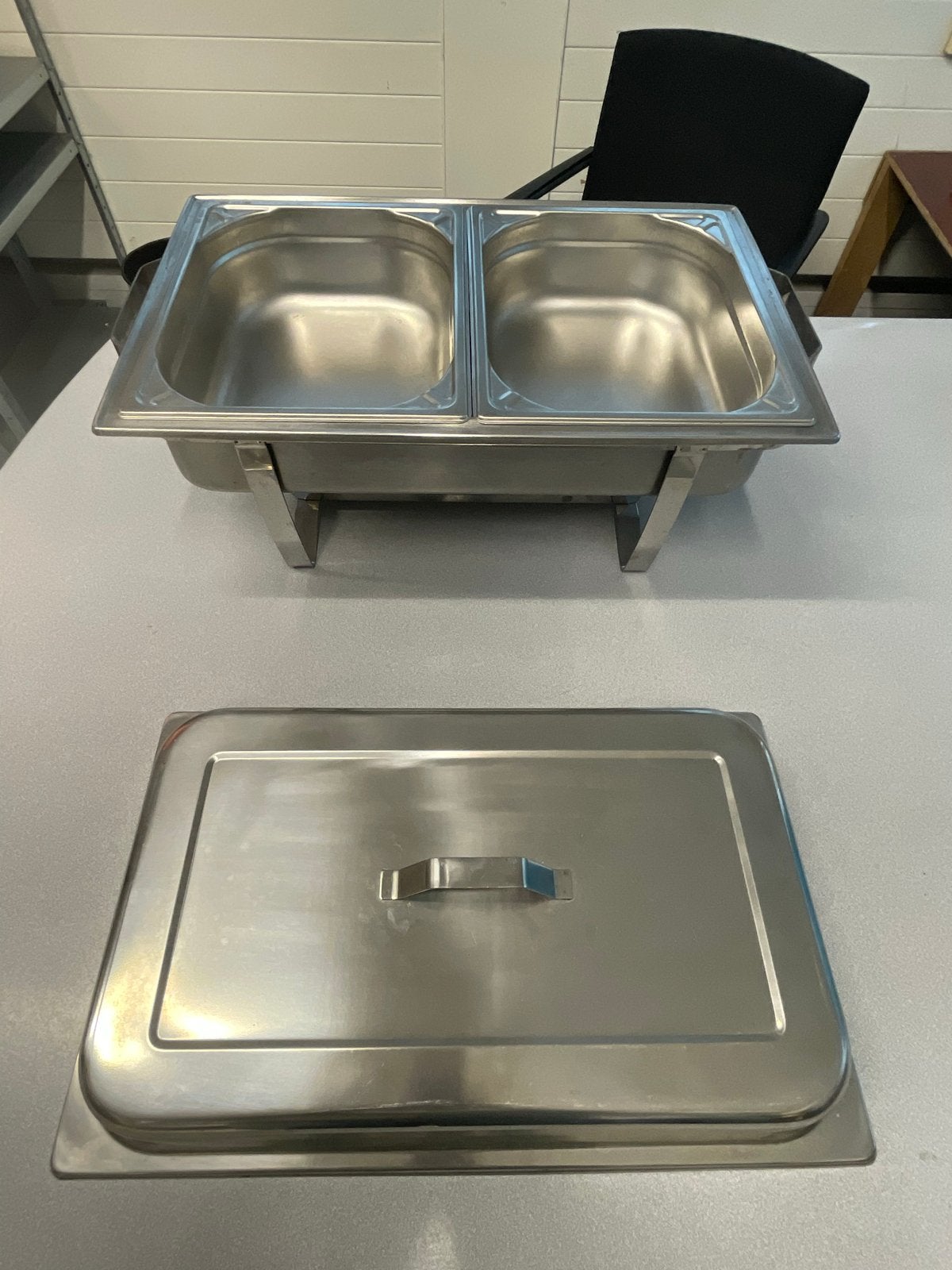 Chafing Dish Set: 2x 2-vaks en 1x 3-vaks met brandpasta, Ophalen, Gebruikt