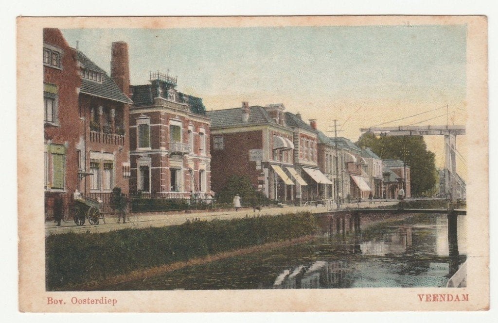 Veendam - Bov Oosterdiep (kaart heeft gelopen in 1922), Verzamelen, Verzenden, 1920 tot 1940, Gelopen, Groningen