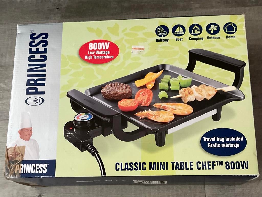 Princess Classic Mini Tafel Chef 800W Grill, Witgoed en Apparatuur, Grillplaten, Zo goed als nieuw, Tafelgrill, Ophalen of Verzenden