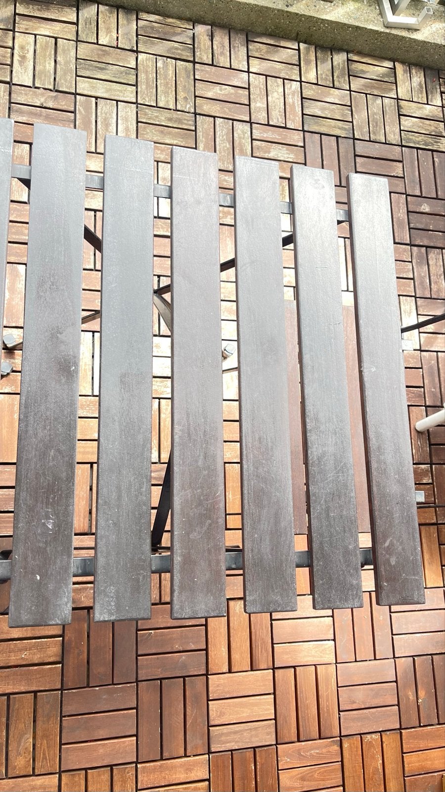 Balkonset: inklapbare tafel en 2 stoelen, Gebruikt, Eettafel, Tuinset, Hout