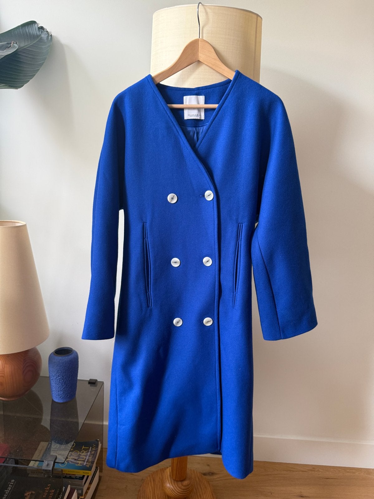 Mango kobaltblauwe mantel - Maat S, Kleding | Dames, Ophalen of Verzenden, Zo goed als nieuw, Maat 36 (S), Blauw