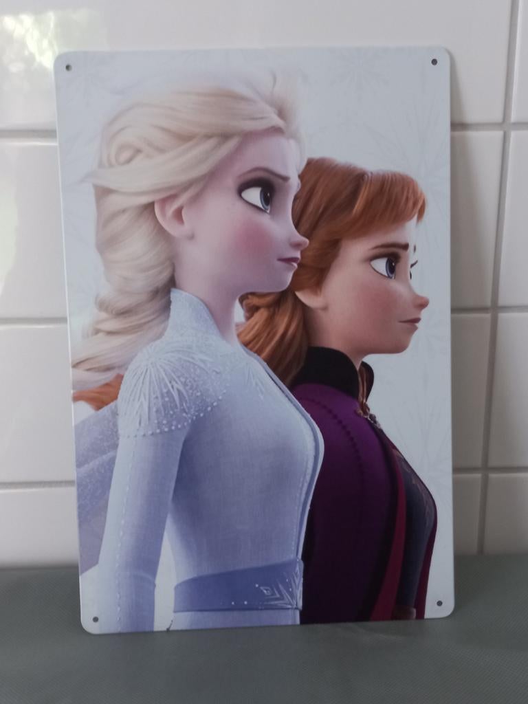 Metalen wandbordje 20x30cm Anna Elsa Frozen Disney, Verzenden, Nieuw, Wanddecoratie