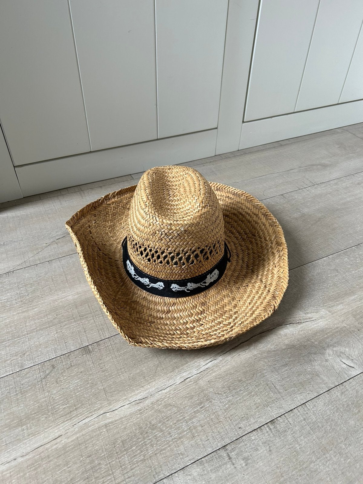 Cowboy hoed van stro, Ophalen of Verzenden, Zo goed als nieuw, 56 of 57 cm (M, 7 of 7⅛ inch), Hoed