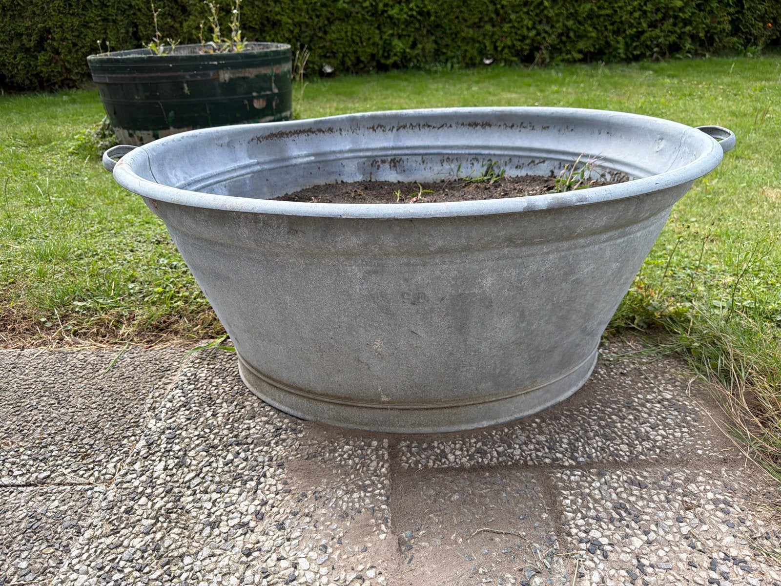 Grote zinken teil - Vintage plantenbak, Antiek en Kunst, Ophalen