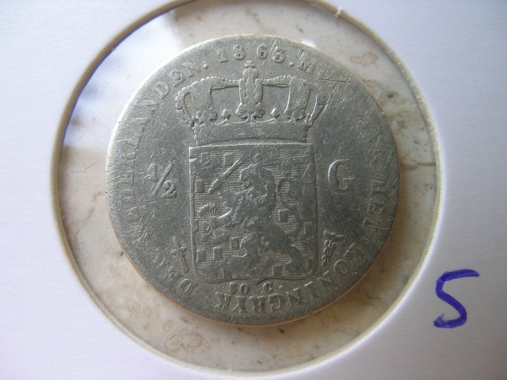 Halve Gulden 1863, Postzegels en Munten, Munten | Nederland, Ophalen of Verzenden, Koning Willem III, ½ gulden, Losse munt