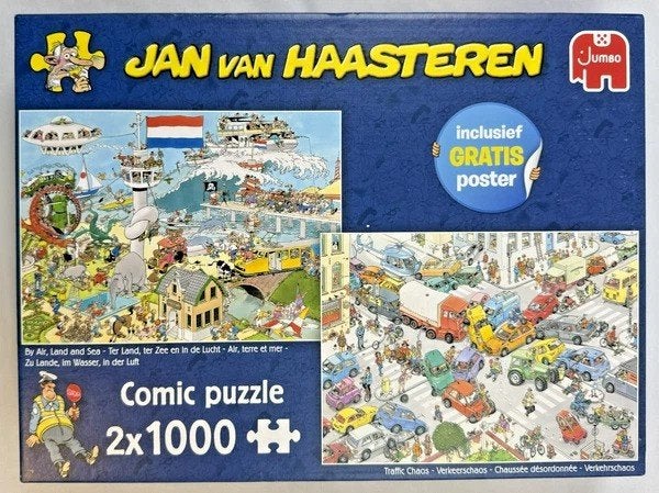 Jan van Haasteren Puzzel 2x1000 Verkeerschaos en Ter Land te, Hobby en Vrije tijd, Denksport en Puzzels, Verzenden, 500 t/m 1500 stukjes