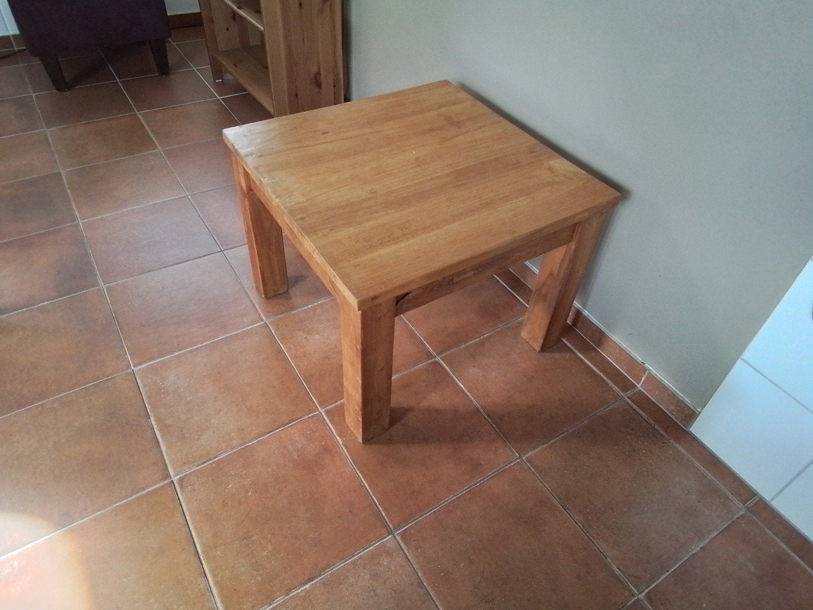 Teak bijzettafel/salontafel, Huis en Inrichting, Gebruikt, Vierkant, 55 tot 75 cm, Hout