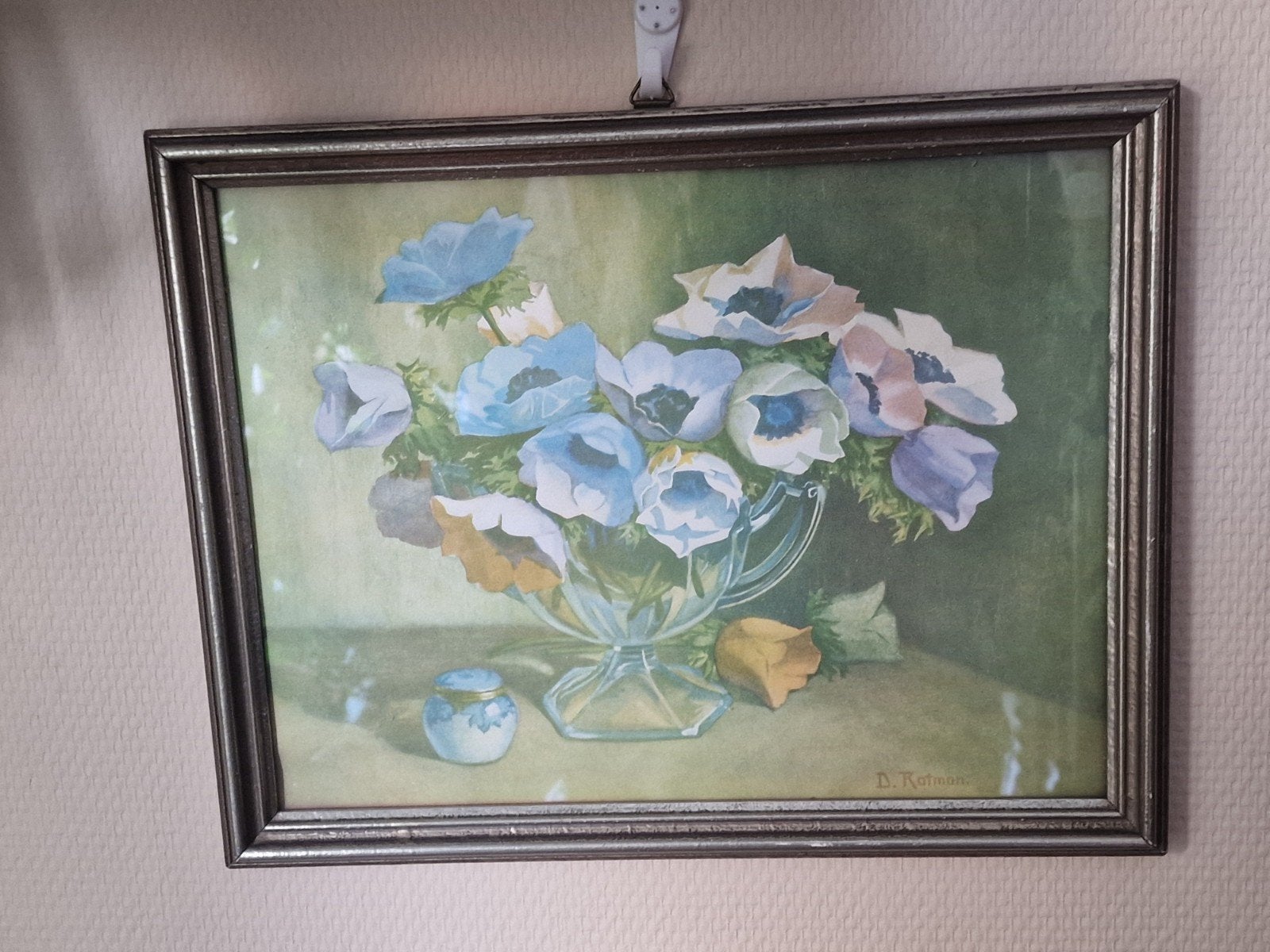 schilderijtje - D.Ratman, Ophalen of Verzenden, Bloemen