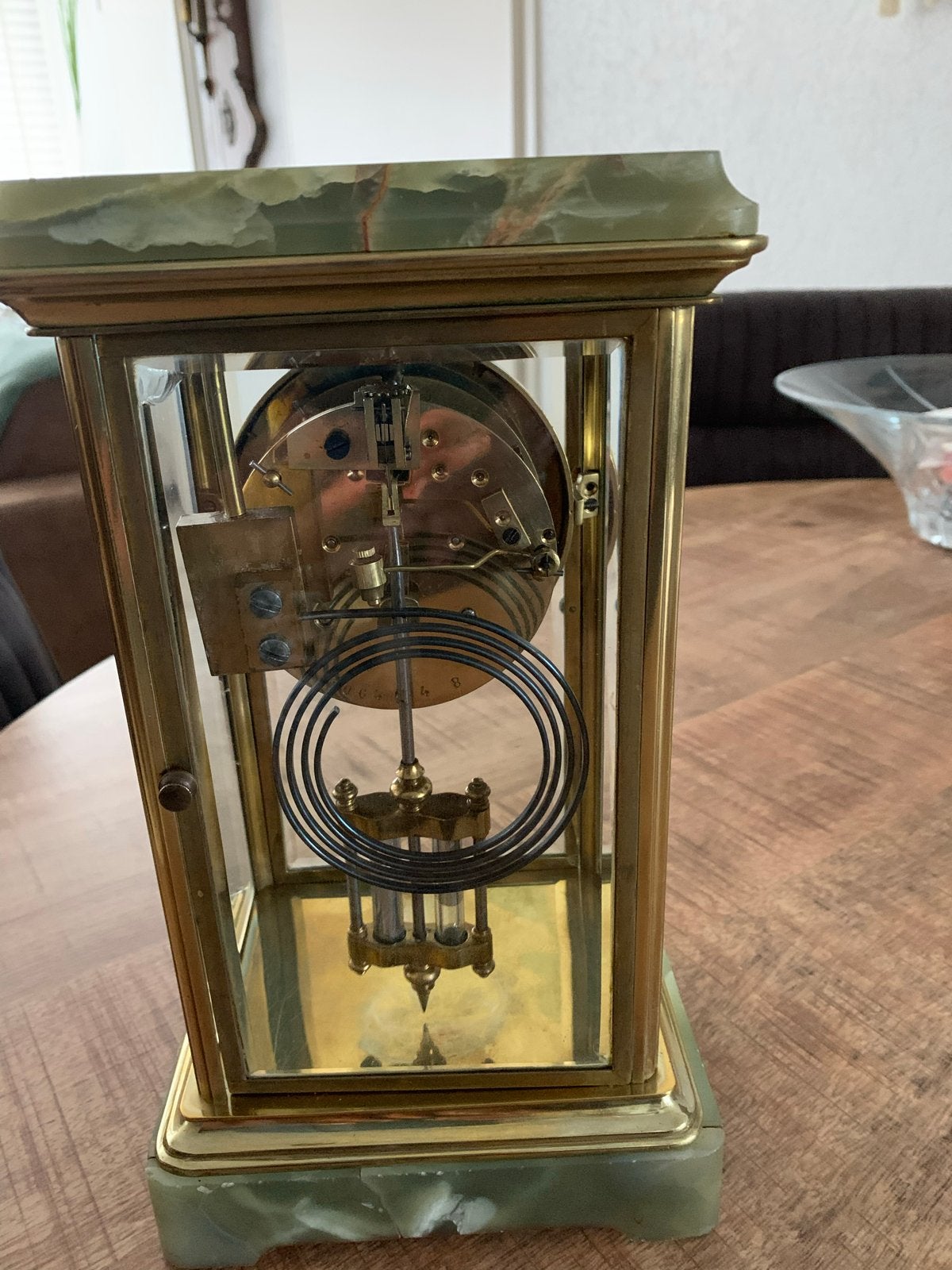 Antieke Franse pendule met onyx en messing, Antiek en Kunst, Antiek | Klokken, Ophalen