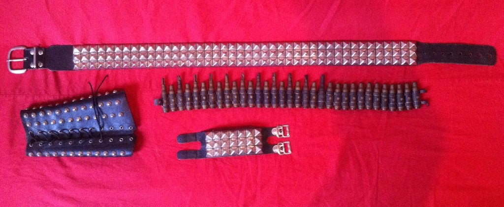 hardrock riem armband polsband metalen punten, Ophalen of Verzenden, Gebruikt, Zilver, Staal