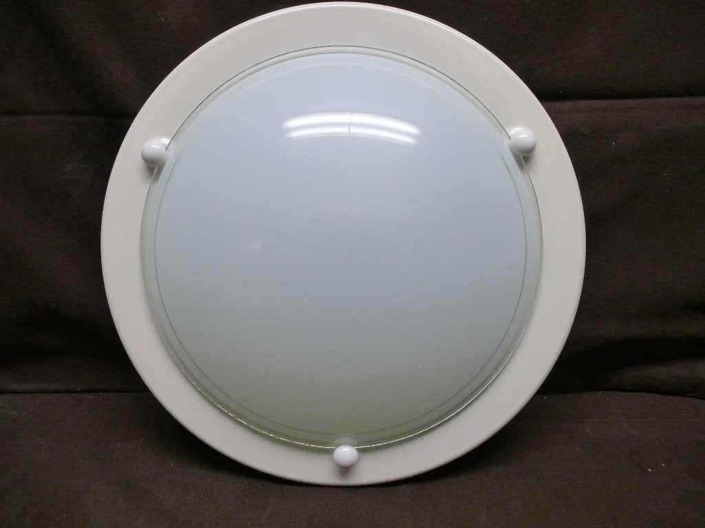 Een klassieke witte plafonnière (plafondlamp) | z.g.a.n., Zo goed als nieuw, Wit, Plafondlamp, Glas