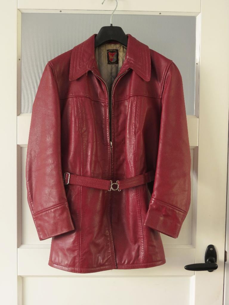 leren jas motorjas vintage dames, Ophalen of Verzenden, Gedragen, Rood