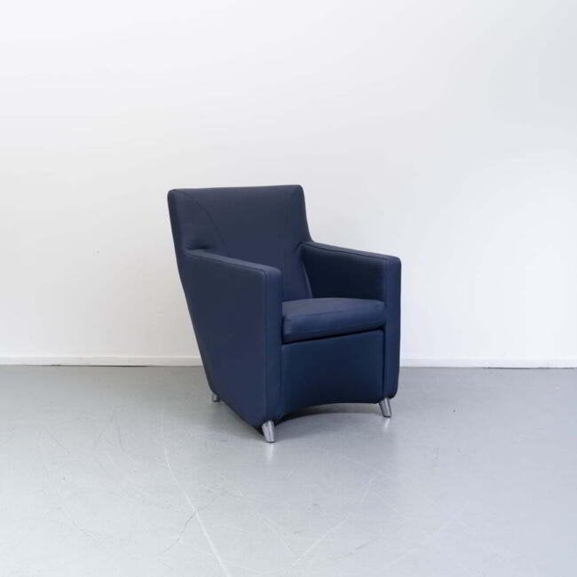 Leolux Dolcinea Fauteuil Kobaltblauw Leer, Huis en Inrichting, Fauteuils, Niet ingevuld, Zo goed als nieuw, Niet ingevuld, Niet ingevuld