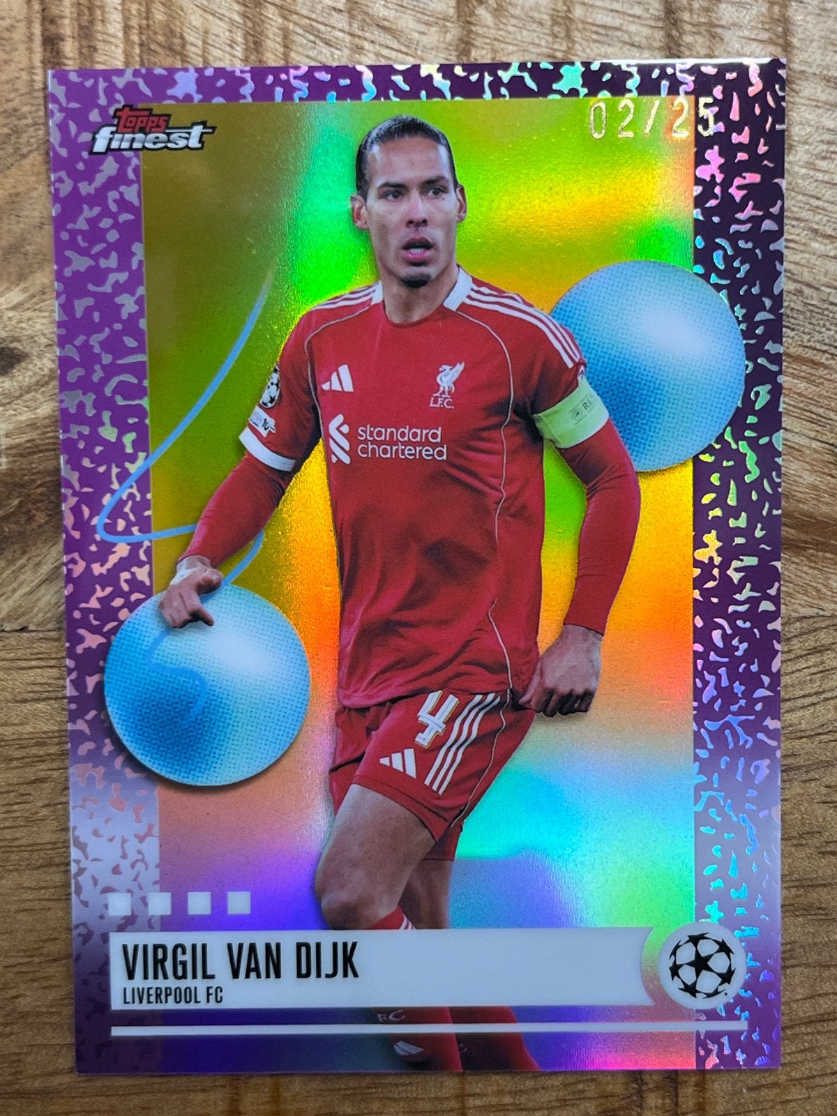 Virgil van Dijk Topps Finest Champions League Kaart 02/25, Verzamelen, Ophalen of Verzenden, Zo goed als nieuw, Buitenlandse clubs