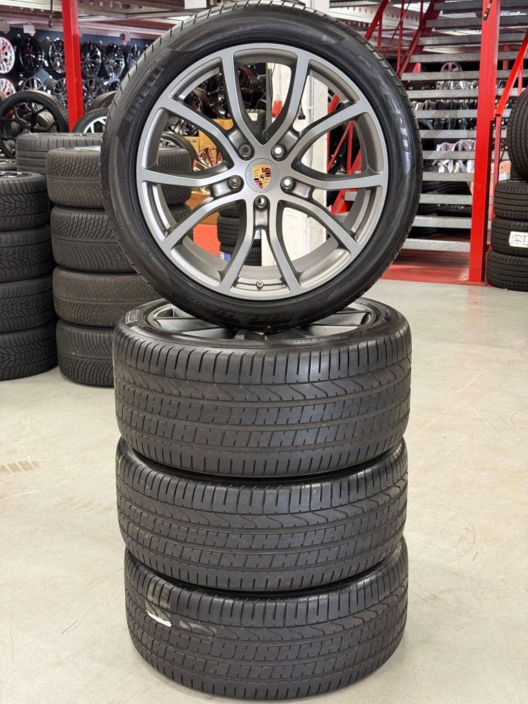 21'' Porsche Cayenne velgen "Platina" OEM + Pirelli NO Zomer, Niet ingevuld, Gebruikt, Velg(en), Niet ingevuld