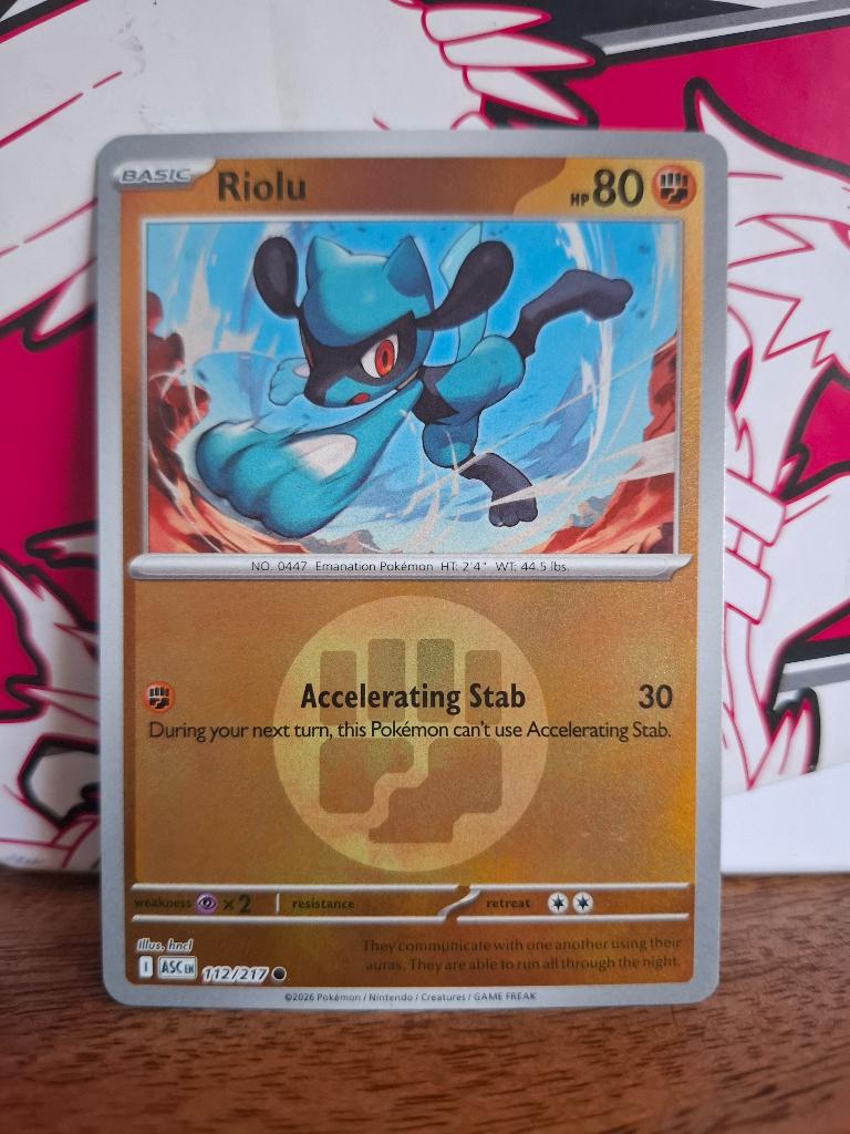 Pokemon Riolu ASC 112/217 reverse holo, Ophalen of Verzenden, Nieuw, Losse kaart