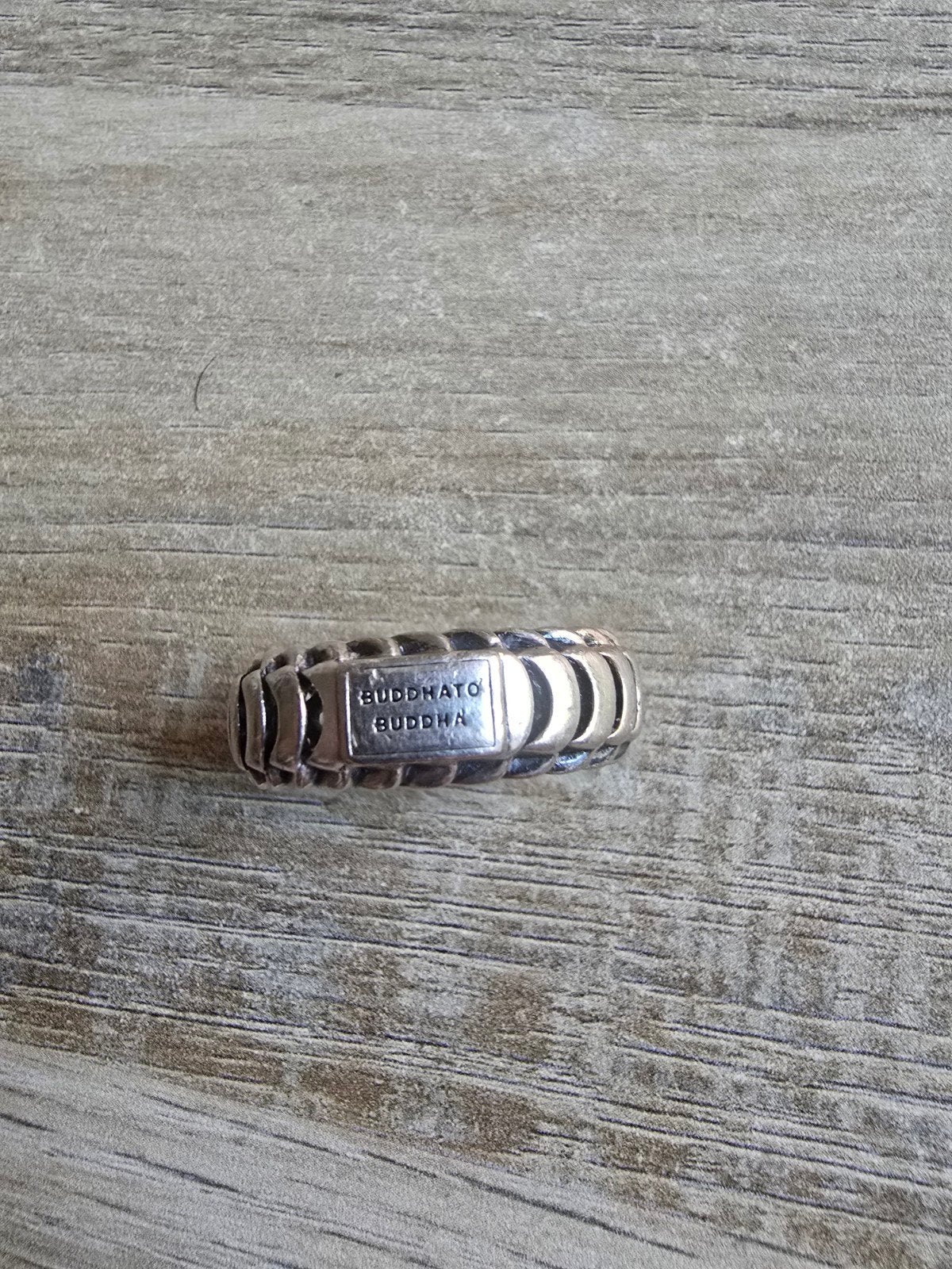 Buddha to Buddha ring, zilveren schakelring, 18 tot 19, Ophalen of Verzenden, Zo goed als nieuw, Dame of Heer