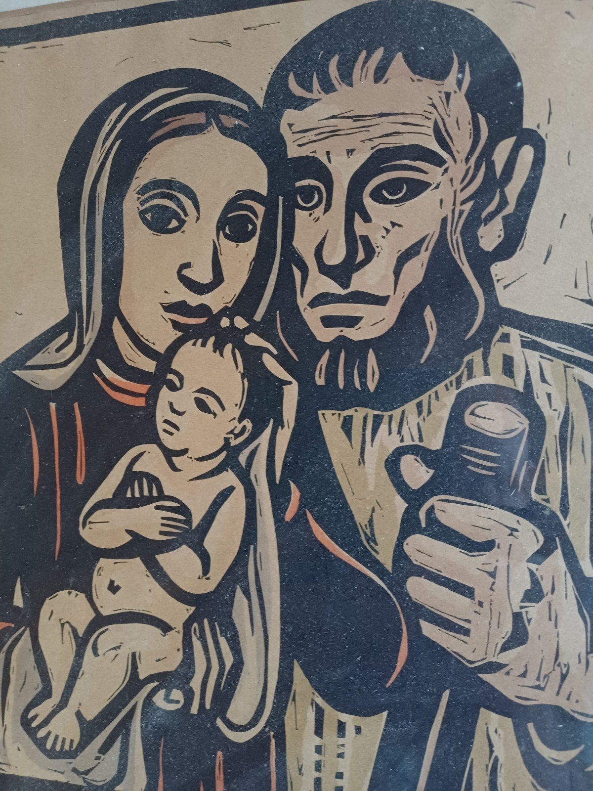 Religieuze Linosnede toegeschreven aan Harmen Meurs € 20, Ophalen