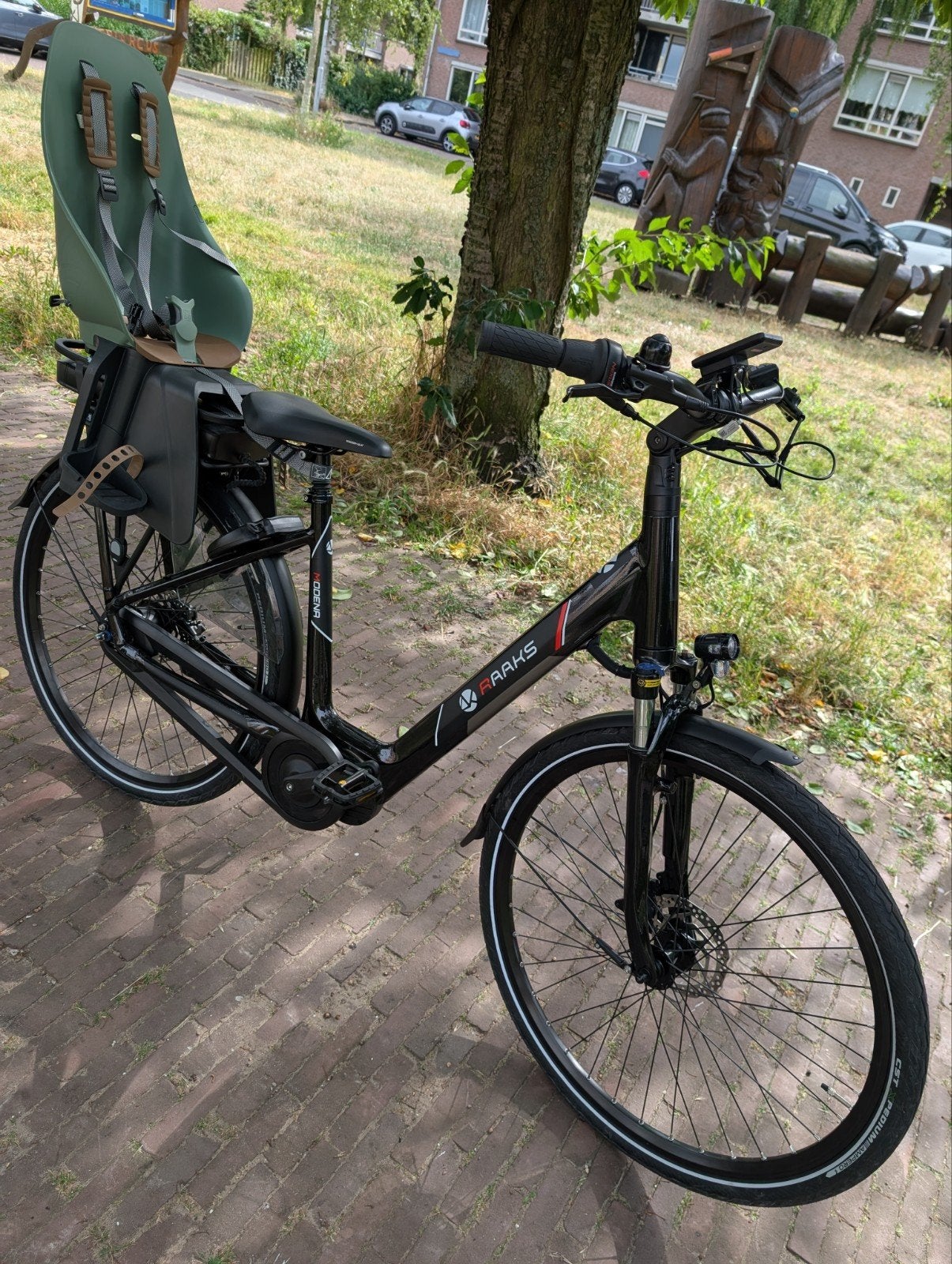 Raaks elektrische fiets met kinderzitje, Fietsen en Brommers, Elektrische fietsen, Ophalen, Overige merken