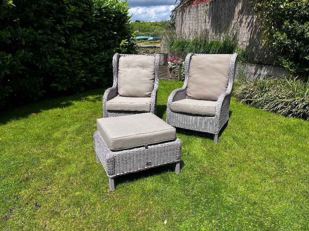 Giardo Pisanella Loungestoelen en hocker in wicker, Ophalen, Zo goed als nieuw, Wicker