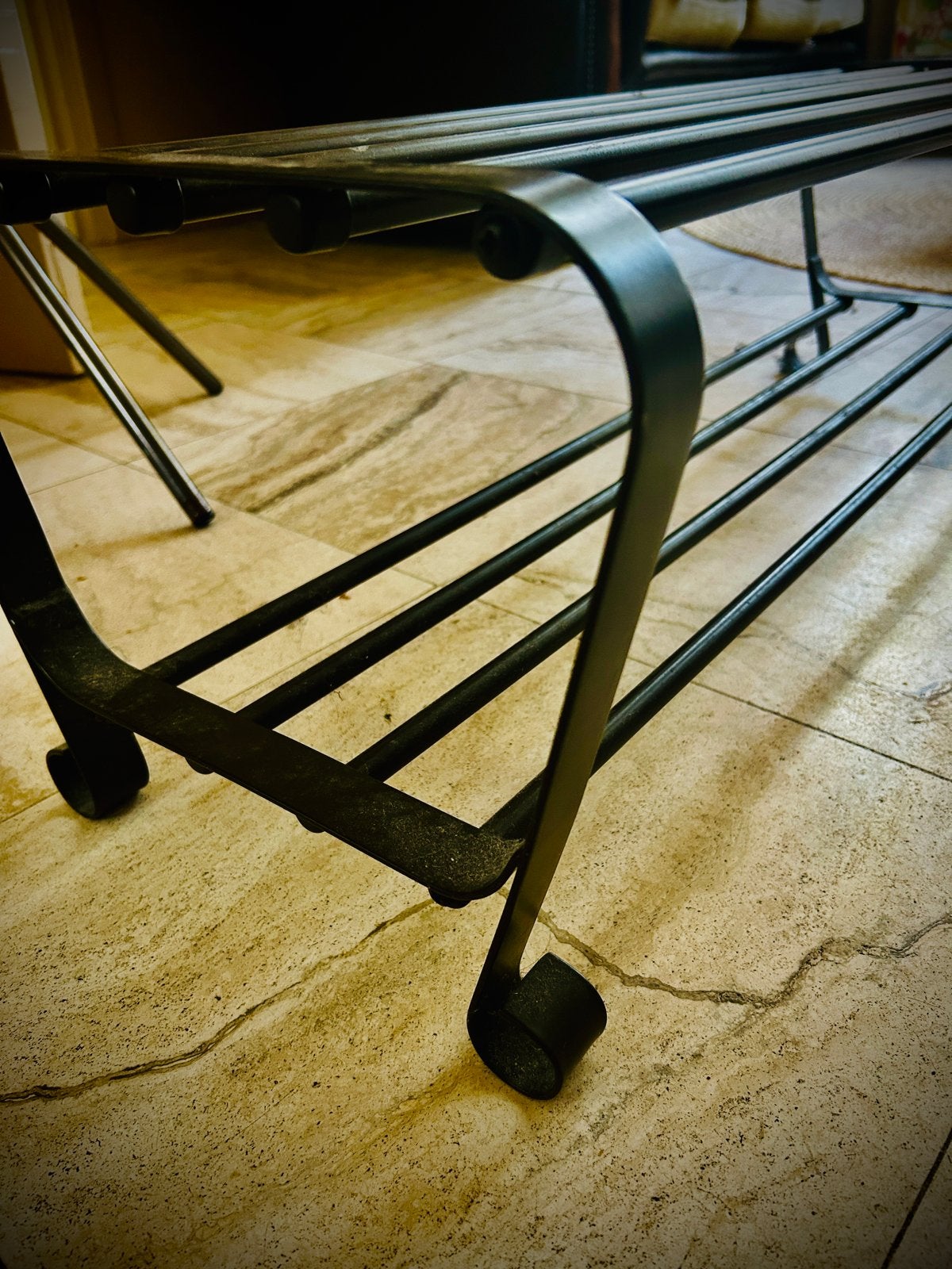 Design Zwart metalen schoenenrek, Ophalen of Verzenden, Gebruikt