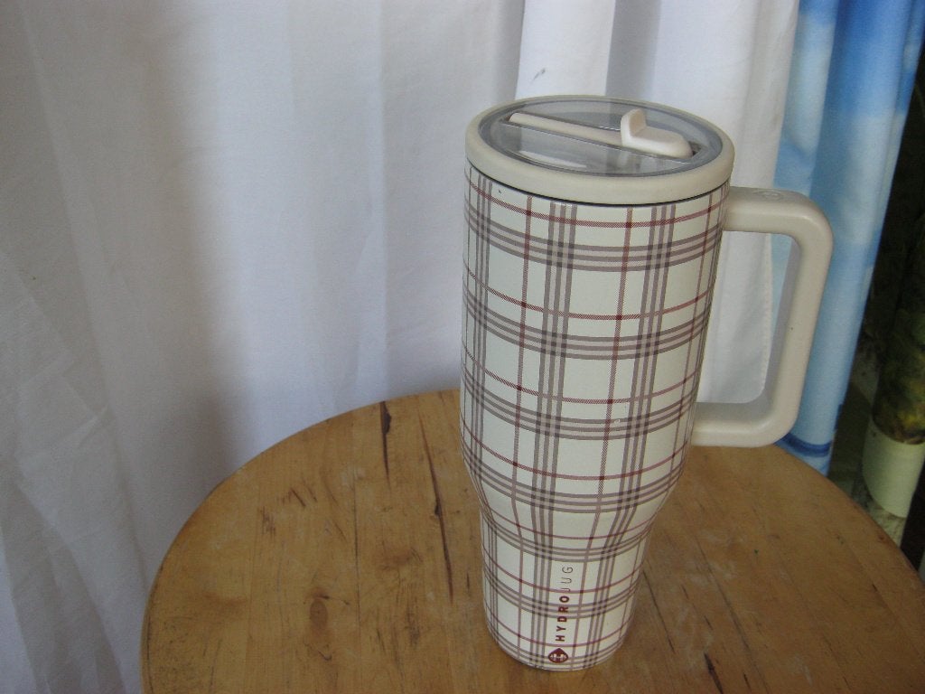 beige  rvs  dubbelwandig waterfles Blair Hydrojug met rietje, Ophalen of Verzenden, Gebruikt