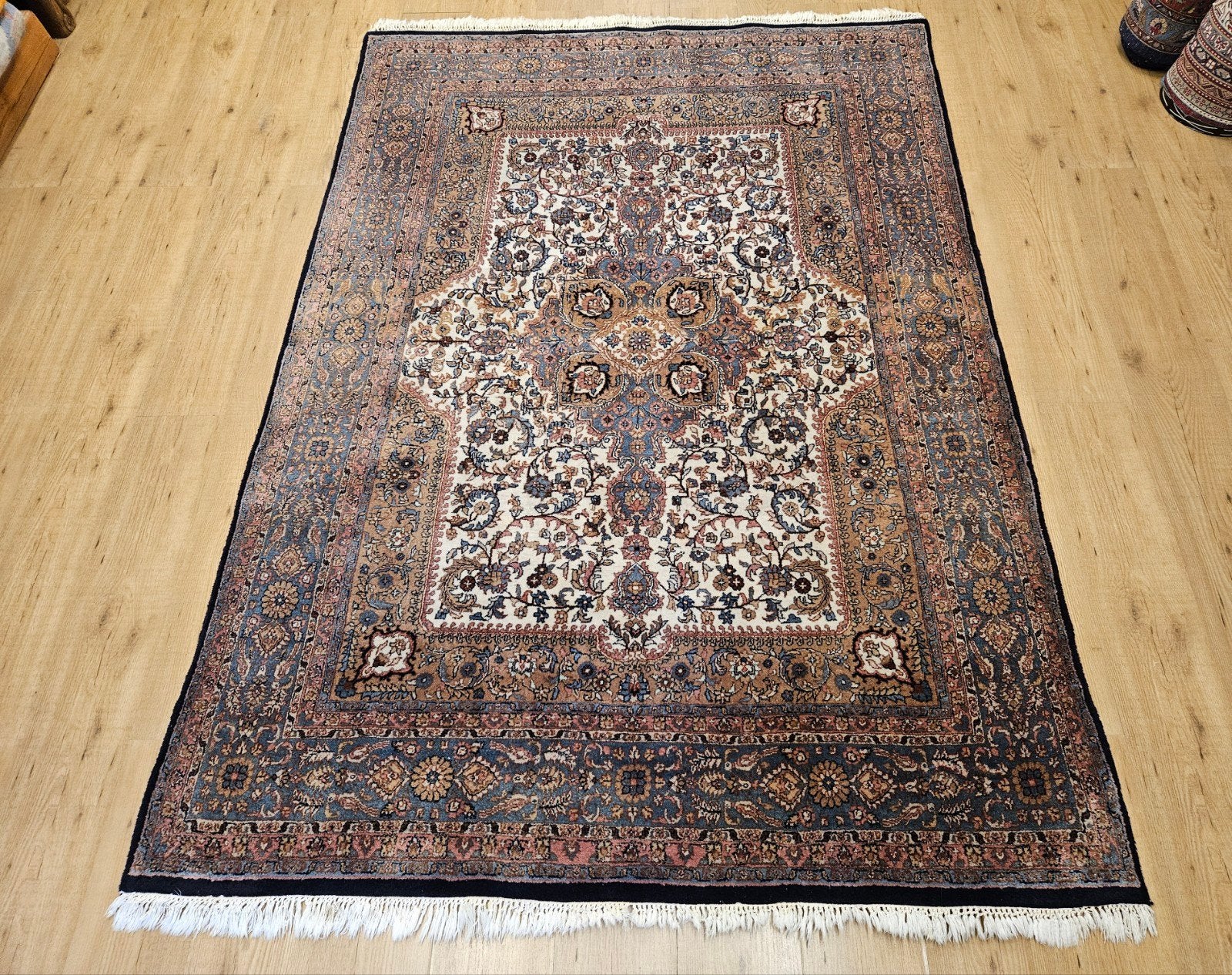 Vintage handgeknoopt oosters tapijt kirman 230x160