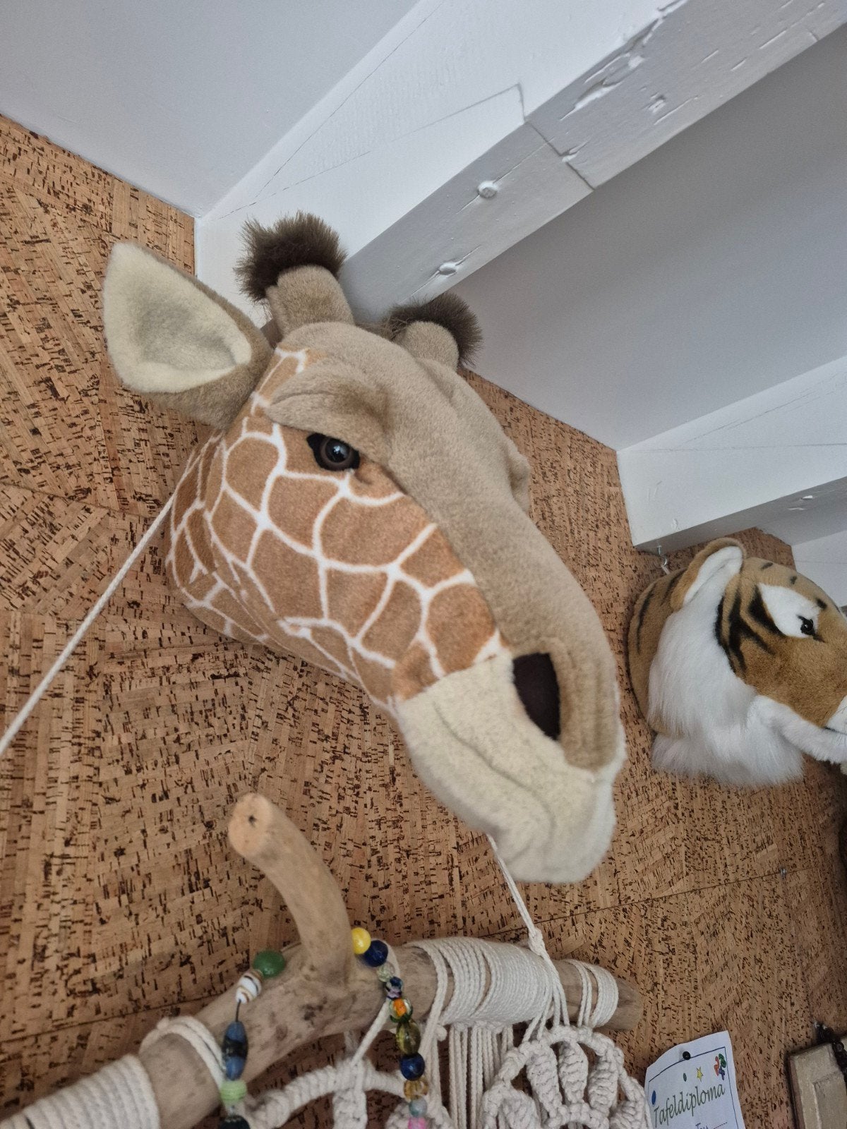 Pluche Giraffe Wanddecoratie - Safari Thema, Overige stijlen, Ophalen of Verzenden, Zo goed als nieuw, Bruin