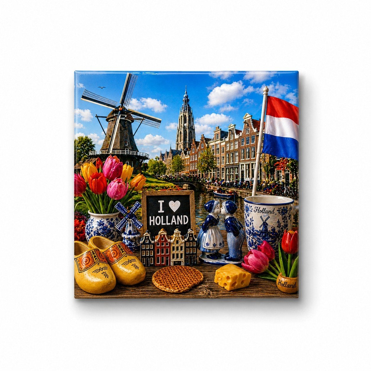 Holland souvenir fotomagneet 5x5 cm cadeau, 33 - 40 uur, Overige vormen