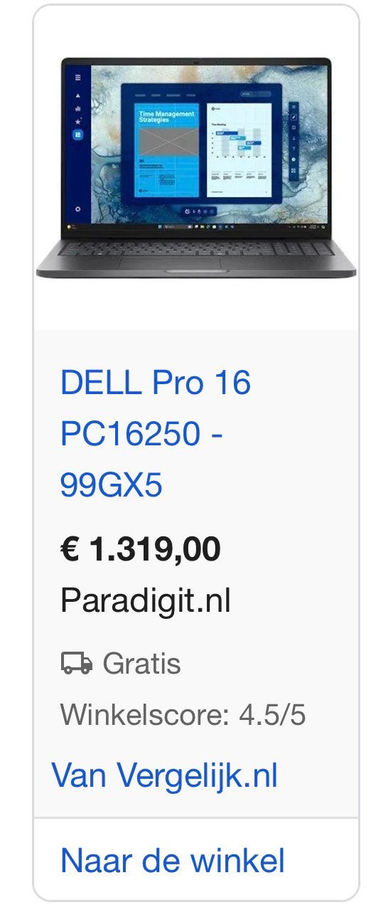 Dell 16pro laptop, Computers en Software, Windows Laptops, Ophalen, Nieuw, 16 inch, Onbekend