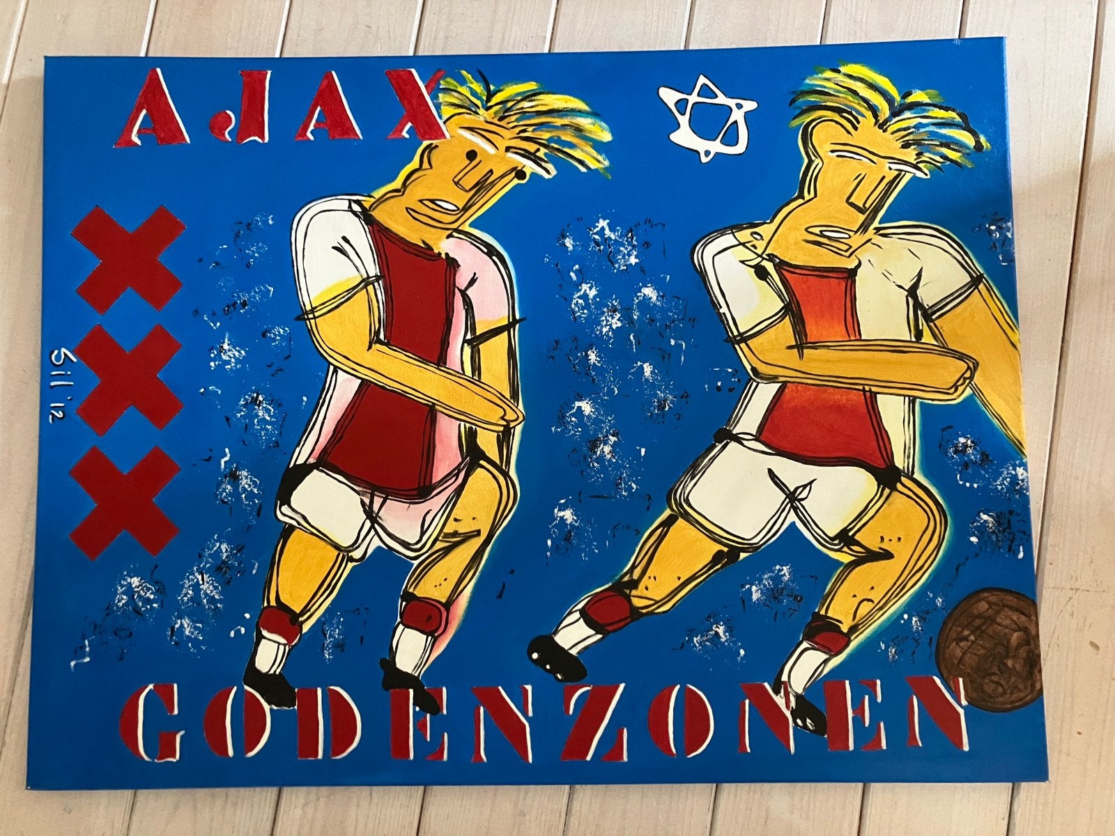 Ajax schilderij op linnen 60 x 80 cm, Ophalen of Verzenden