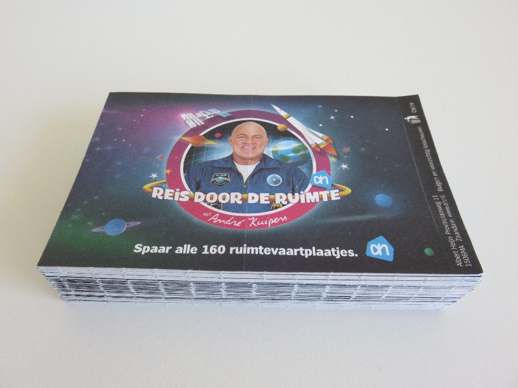 47 Reis door de ruimte met André Kuipers ruimtevaartplaatjes, Albert Heijn, Ophalen of Verzenden