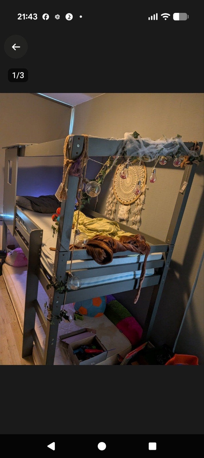 Halfhoogslaper Ties met opzetdak - antraciet, Ophalen of Verzenden, Zo goed als nieuw, Eenpersoons, Halfhoogslaper