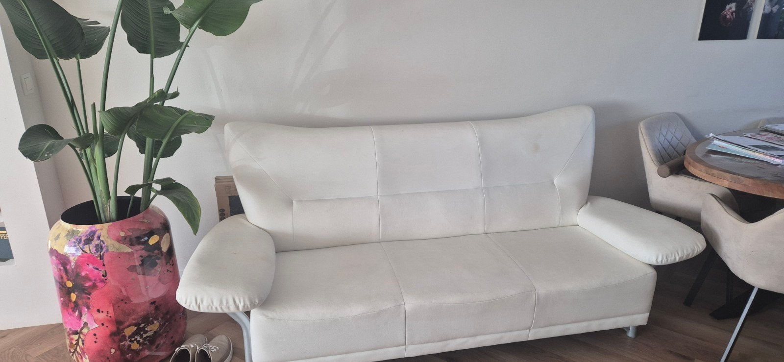 GRATIS: Comfortabele witte tweepersoonsbank, Ophalen, Gebruikt, 150 tot 200 cm, Tweepersoons