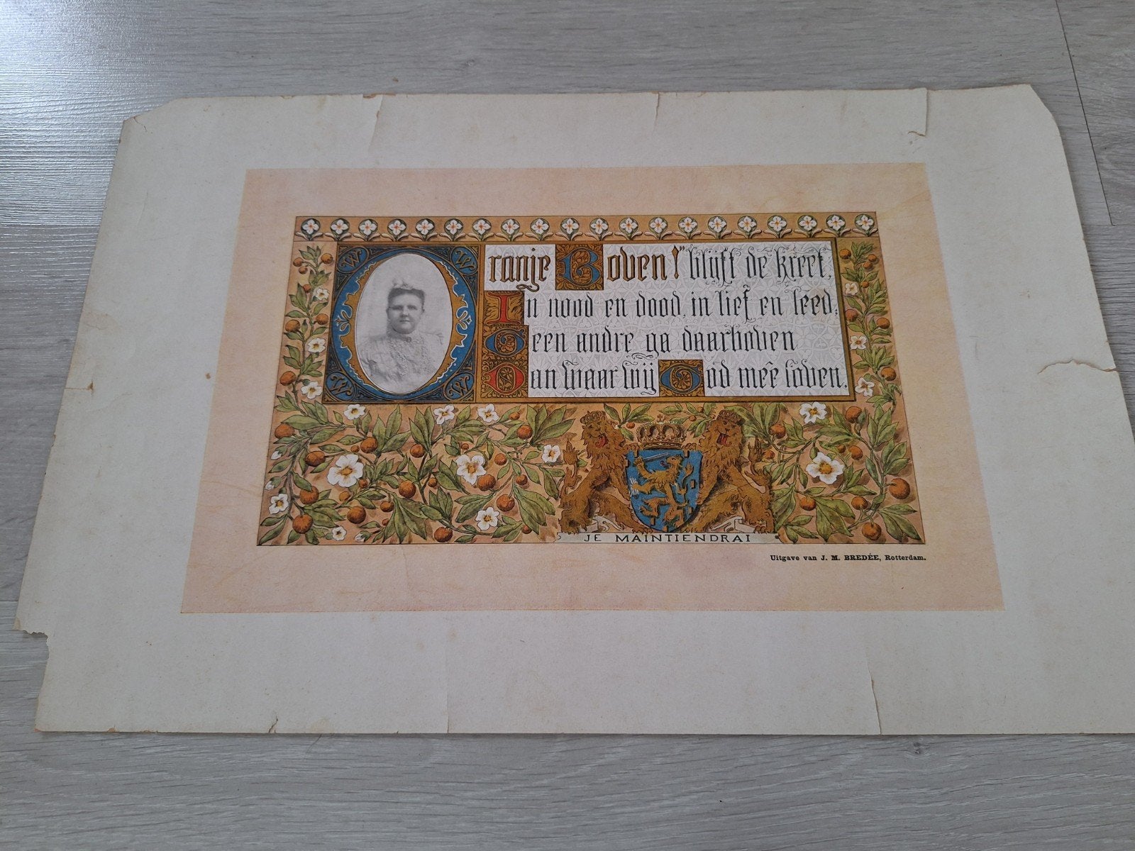 Herdenkings pamflet koningin Emma, Verzamelen, Ophalen of Verzenden, Gebruikt, Nederland, Kaart, Foto of Prent