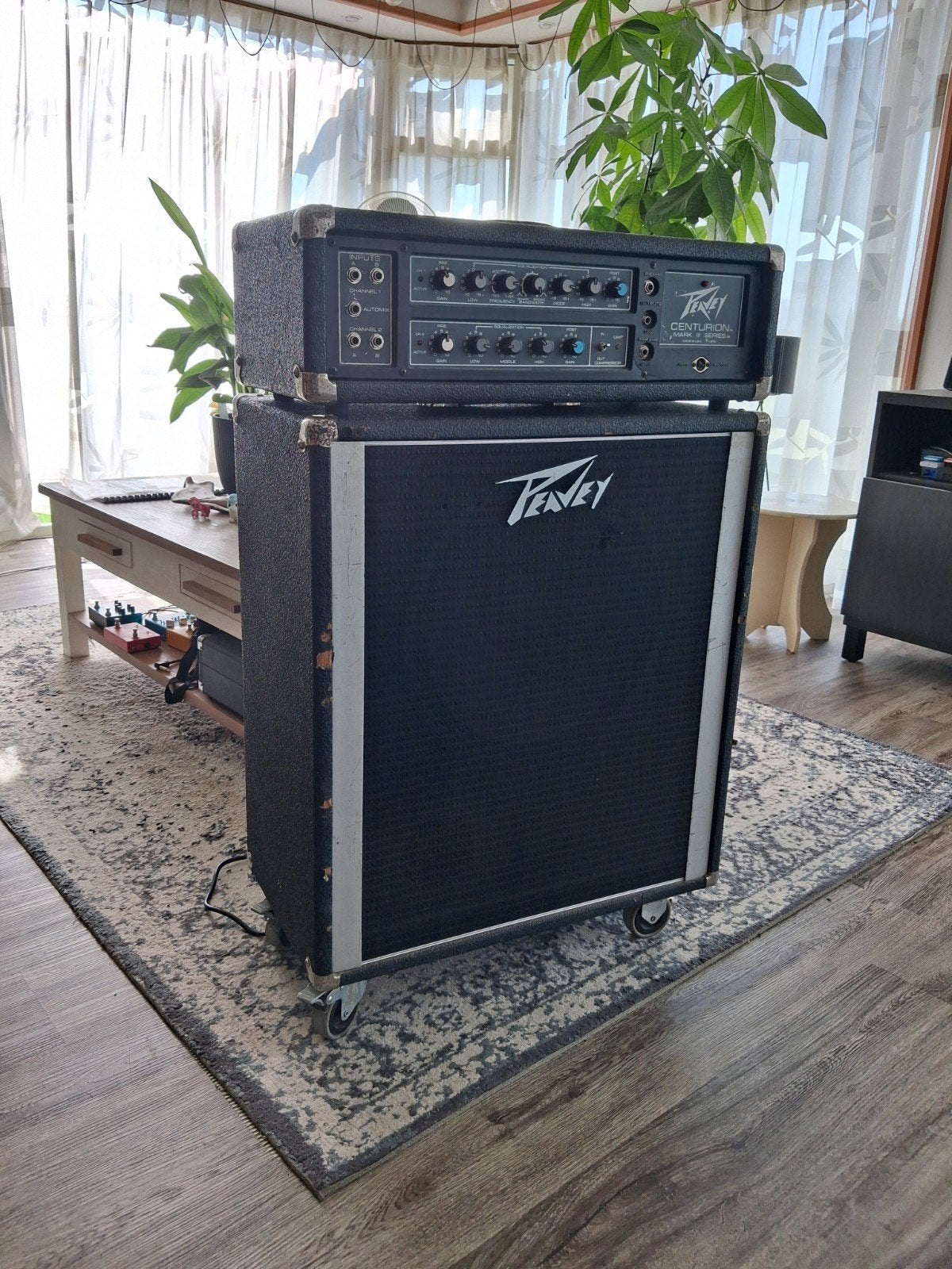Peavey Centurion Mark III 130w top en Peavey 1x15 Cab, Ophalen, 100 watt of meer