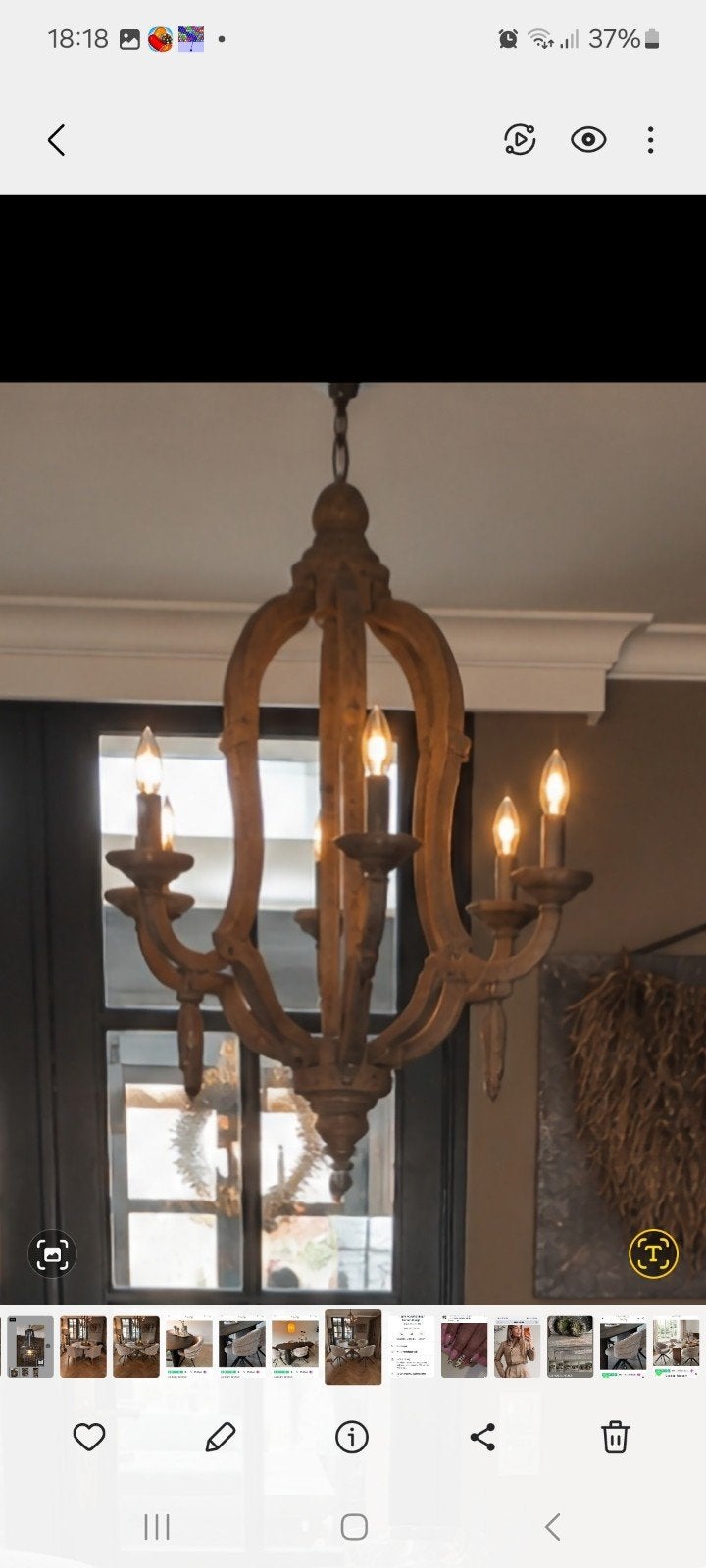 Rustieke houten kroonluchter met 6 armen, E14 (klein), Ophalen of Verzenden, Zo goed als nieuw, Rustiek, Landelijk, Vintage