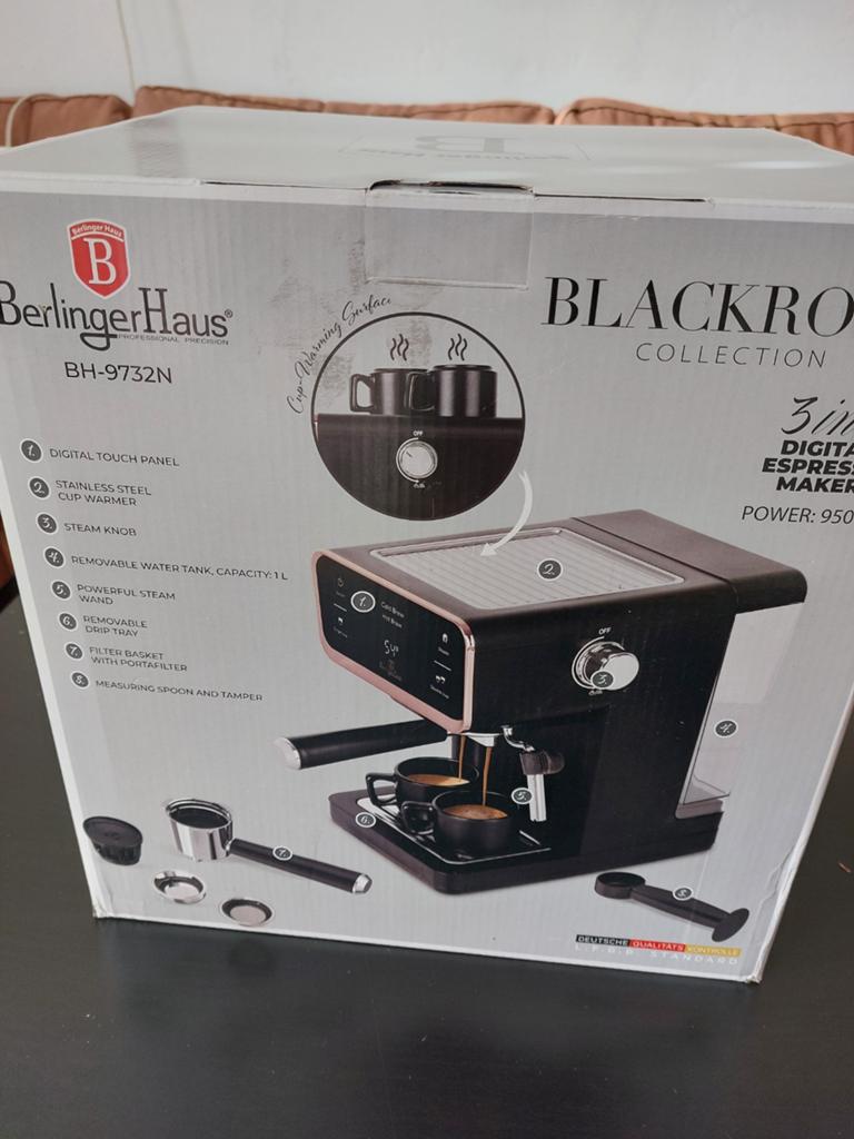 Berlinger Haus BH-9732N Espresso Apparaat Zwart/Roségoud, Witgoed en Apparatuur, Koffiezetapparaten, Espresso apparaat, Nieuw