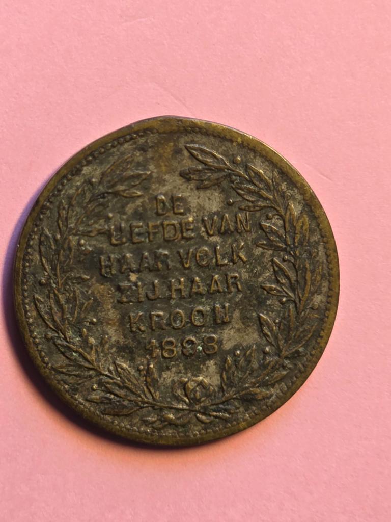 Koningin Wilhelmina inhuldigingspenning 1898, Postzegels en Munten, Munten | Nederland, Ophalen of Verzenden, Koningin Wilhelmina