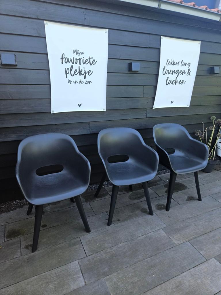 3 x Akola kunstof kuipstoelen voor buiten, Verzenden, Kunststof