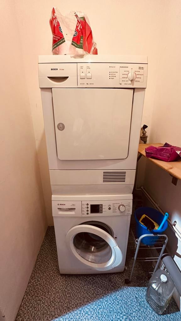 Bosch wasmachine en droger, Witgoed en Apparatuur, Ophalen, Gebruikt, Voorlader, 85 tot 90 cm