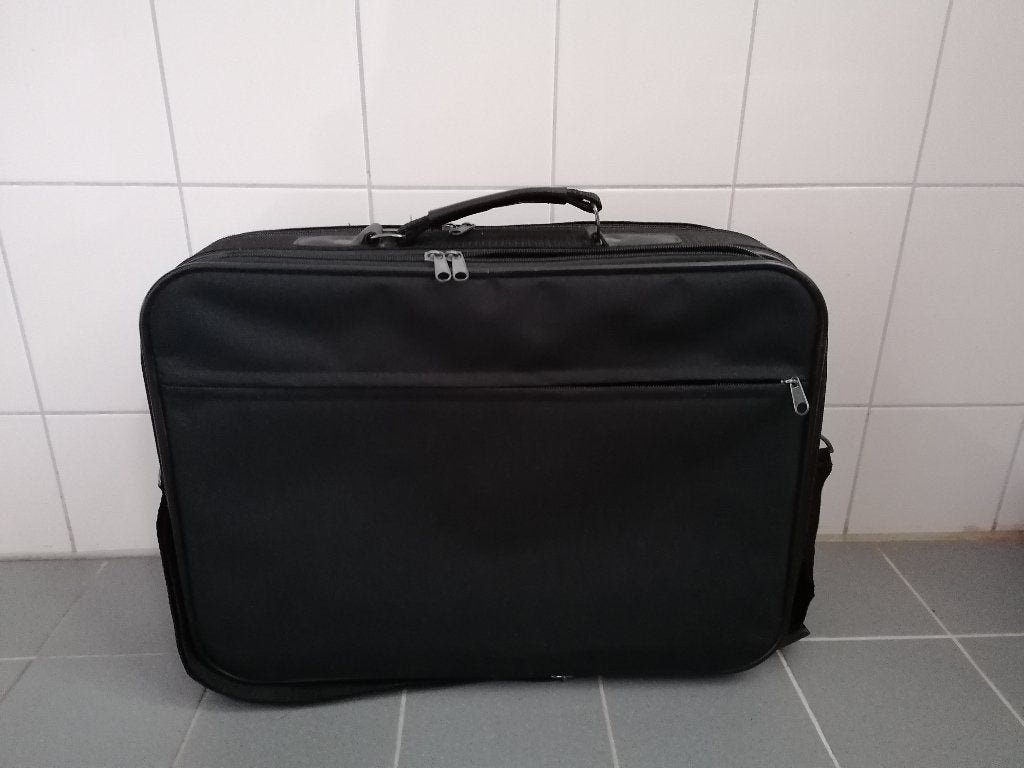 Vintage canvas attaché -/ akte koffer zwart € 12,50, Sieraden, Tassen en Uiterlijk, Koffers, Ophalen of Verzenden, Gebruikt, Overige materialen