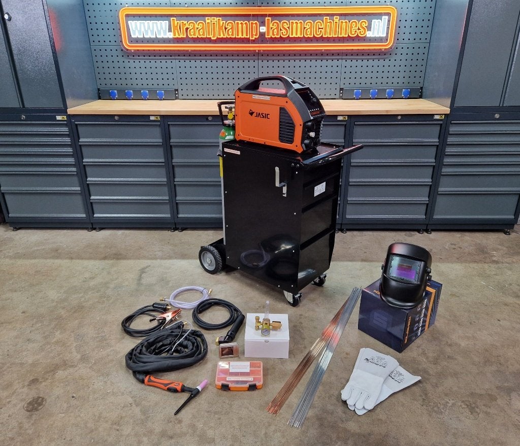 Compleet pakket! Jasic EVO20 TIG200P AC/DC PFC PULSE 230v, Ophalen of Verzenden, Nieuw, 150 tot 250 ampère, Tig