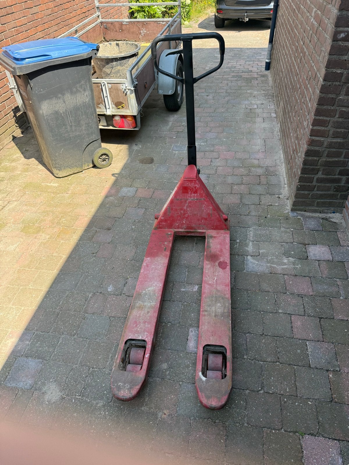 Palletwagen  magazijn en werkplaats lepel lengte 115cm, Doe-het-zelf en Verbouw, Transportwagens, 100 liter of meer, Ophalen, Gebruikt