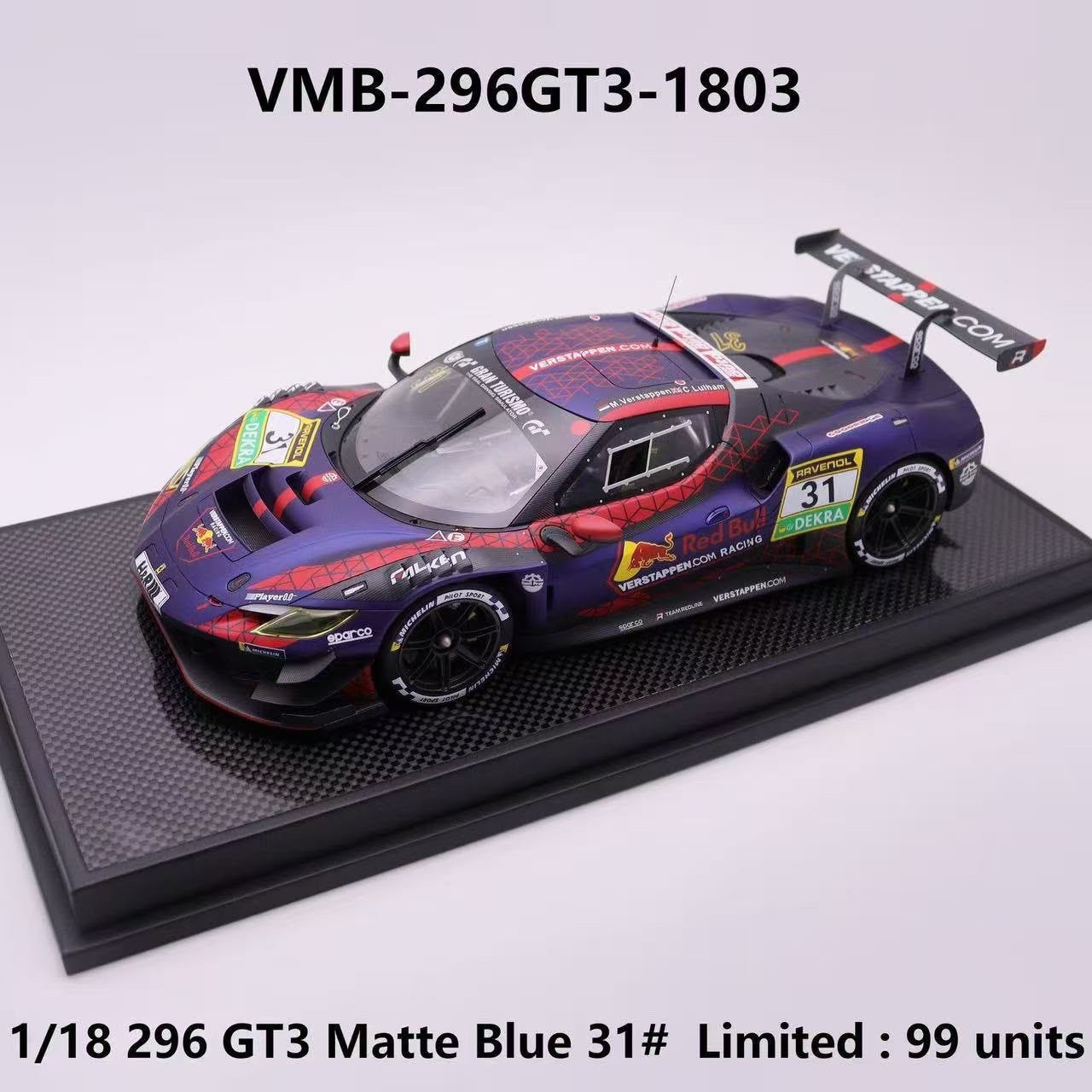 Ferrari 296 GT3 Verstappen VMB 1:18 NIEUW ! C4F, Nieuw, Ophalen of Verzenden, MiniChamps, .