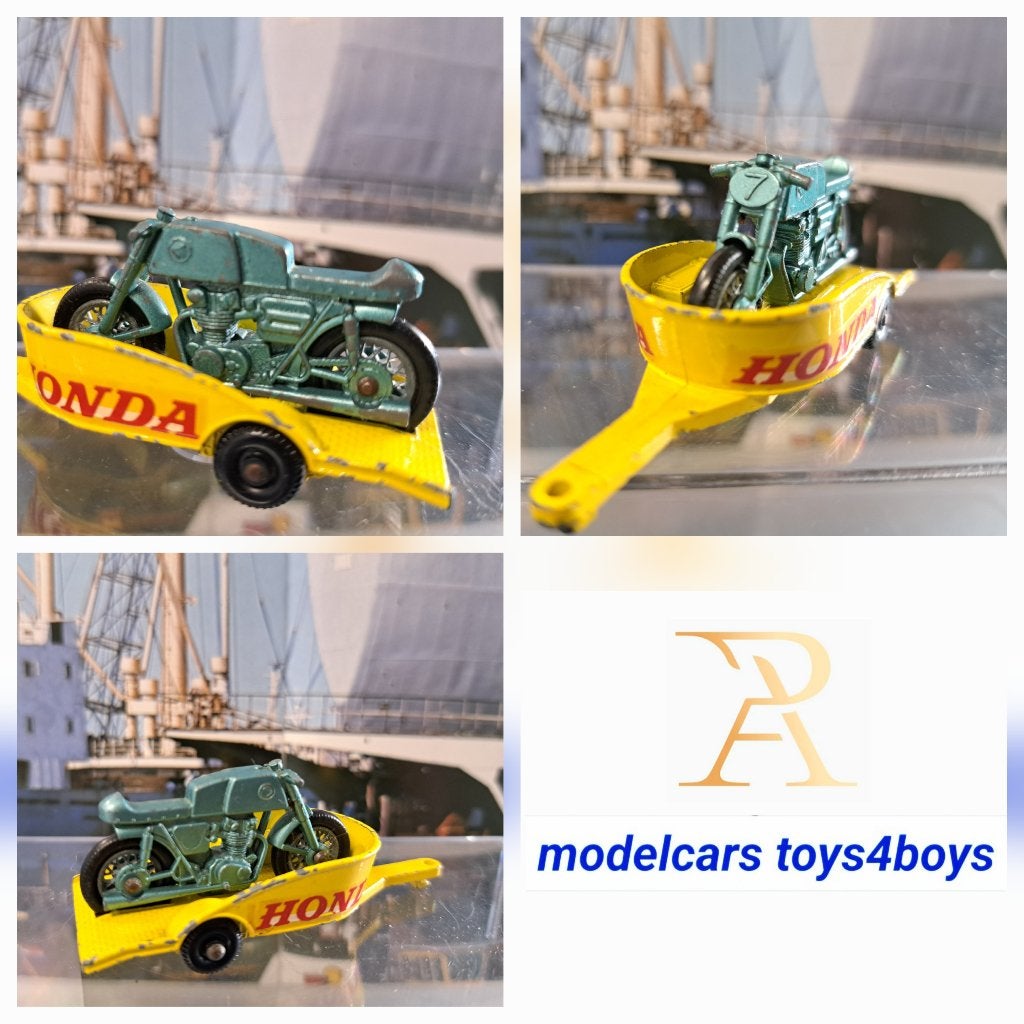 Matchbox no 38 Honda Motorcycle & Trailer 1/41, Verzenden, Gebruikt, Overige typen, Matchbox